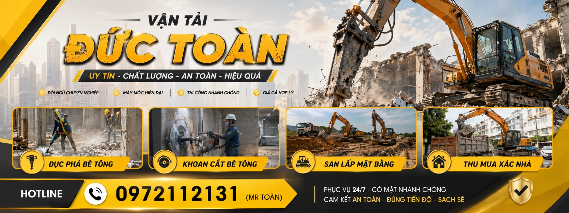 thuê máy đào phá dỡ chuyên nghiệp Long An